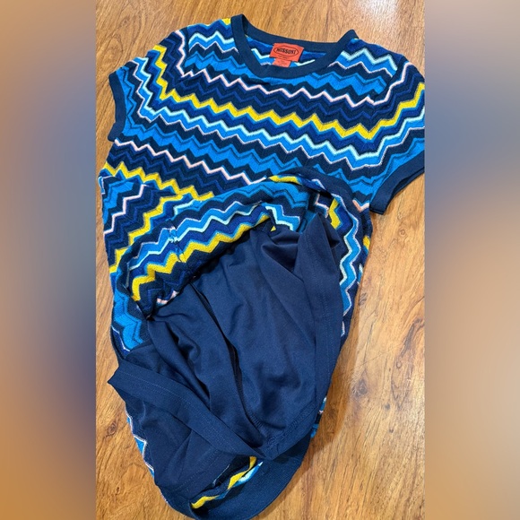 Missoni Dress Blue & Yellow Knit Sweater Women's Sz M Coogi Style Authentic - Picture 4 of 7
